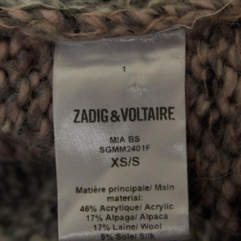 Grigio Zadig & Voltaire - Cardigan aperto in maglia a costine grigio/rosa XS/S in vendita
