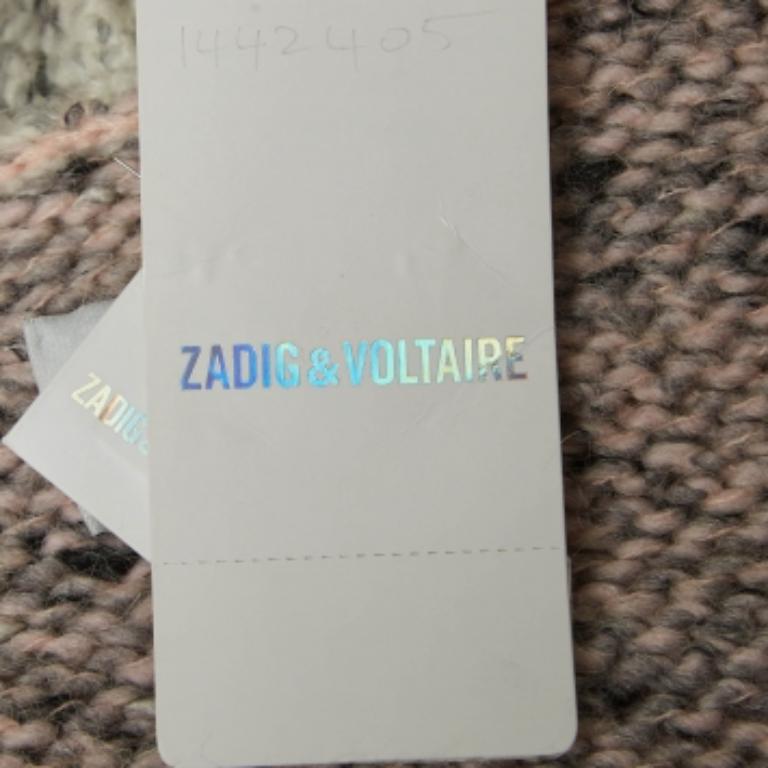 Zadig & Voltaire - Cardigan aperto in maglia a costine grigio/rosa XS/S In condizioni buone in vendita a Dubai, Al Qouz 2