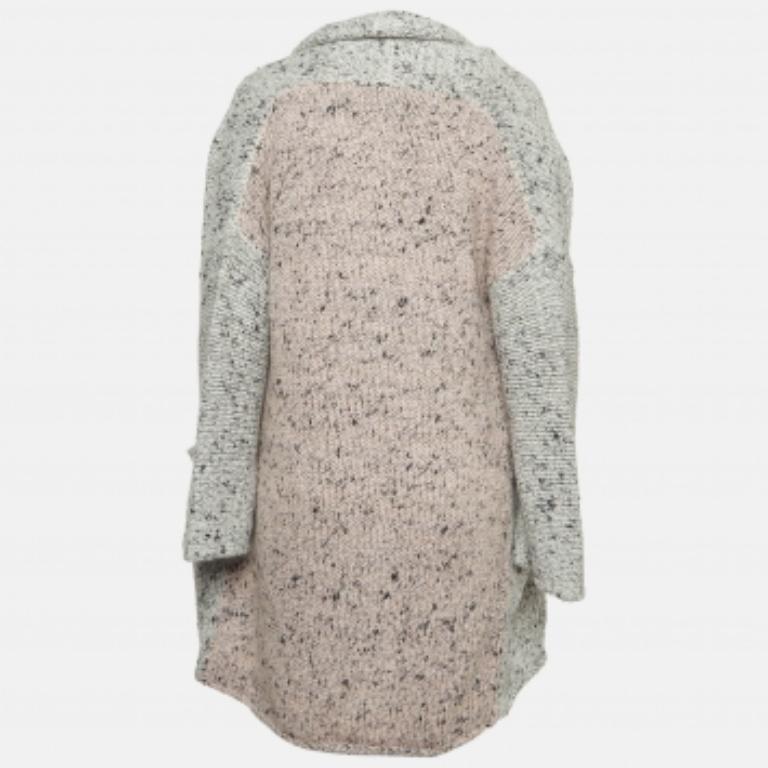 Zadig & Voltaire - Cardigan aperto in maglia a costine grigio/rosa XS/S in vendita 1