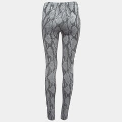 Zadig & Voltaire Grey Snake Printed Textured Knit Leggings M