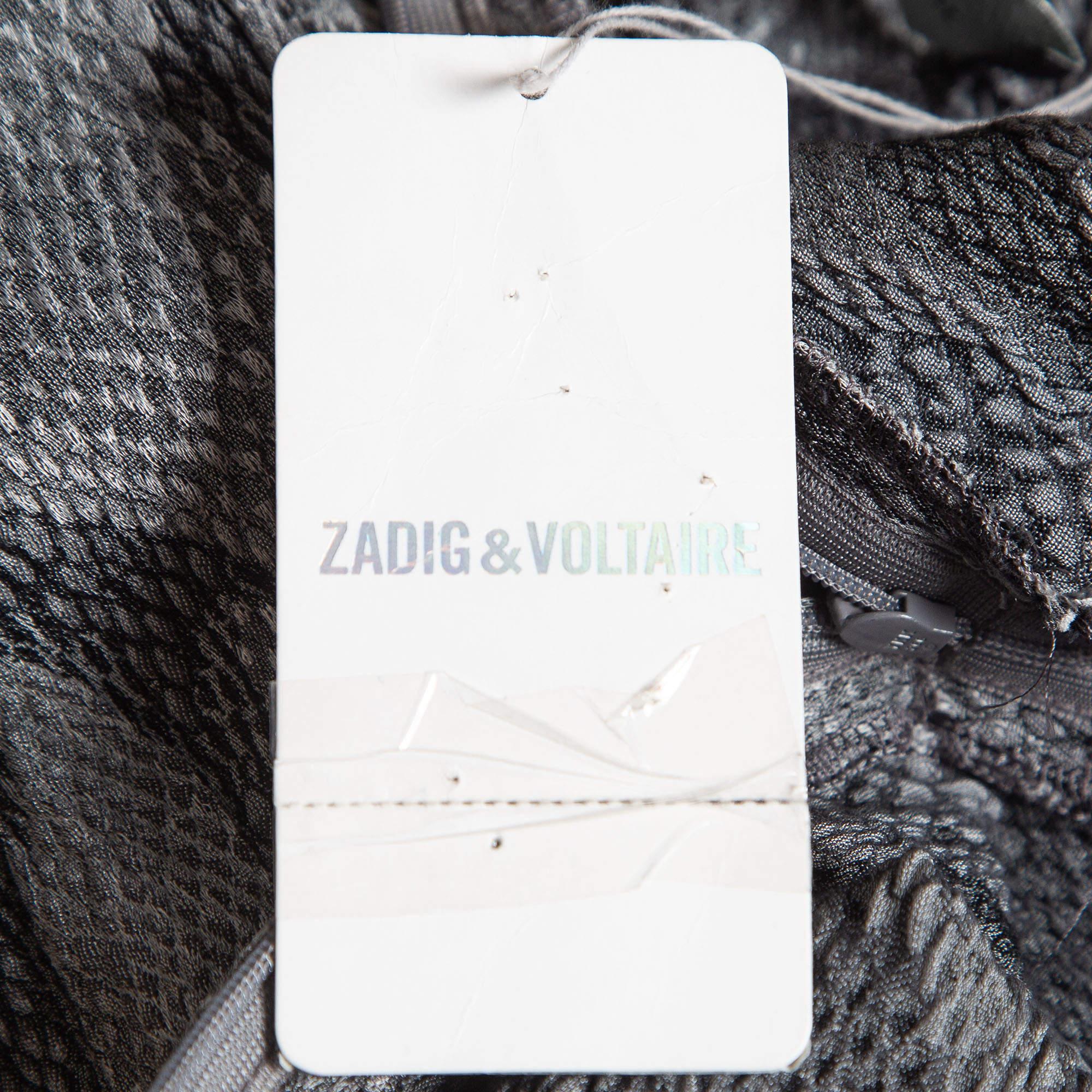 Zadig & Voltaire Grey Snake Printed Textured Knit Leggings M For Sale 1