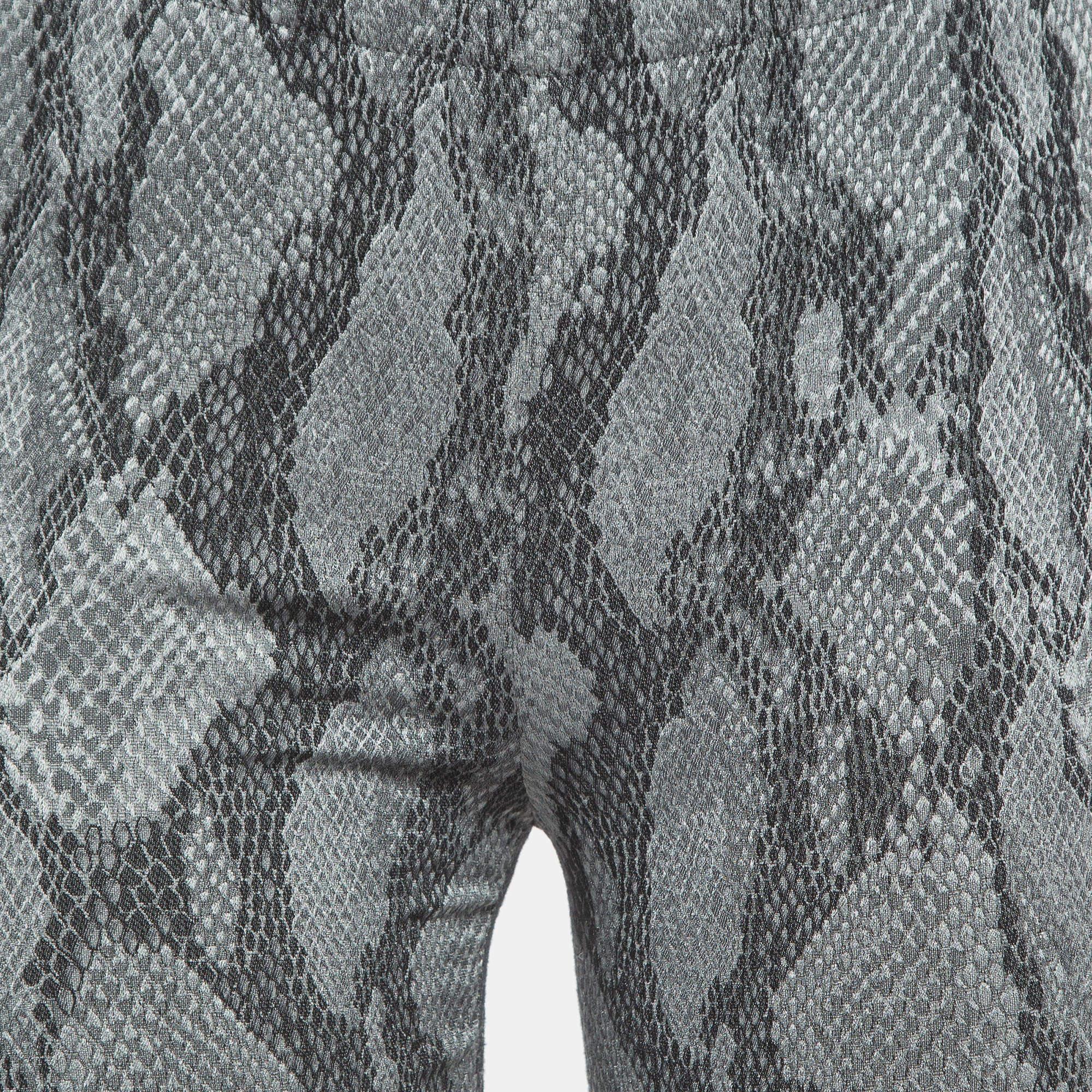 Zadig & Voltaire Grey Snake Printed Textured Knit Leggings M For Sale 2
