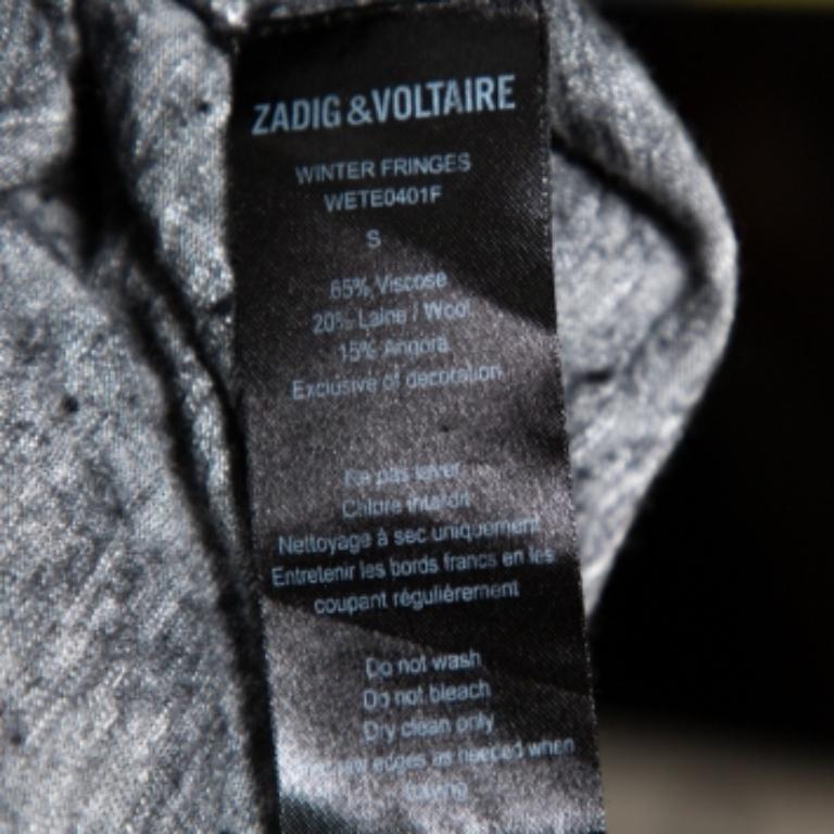 Zadig & Voltaire Grau Wolle Winter Fransen Minikleid S im Angebot 1