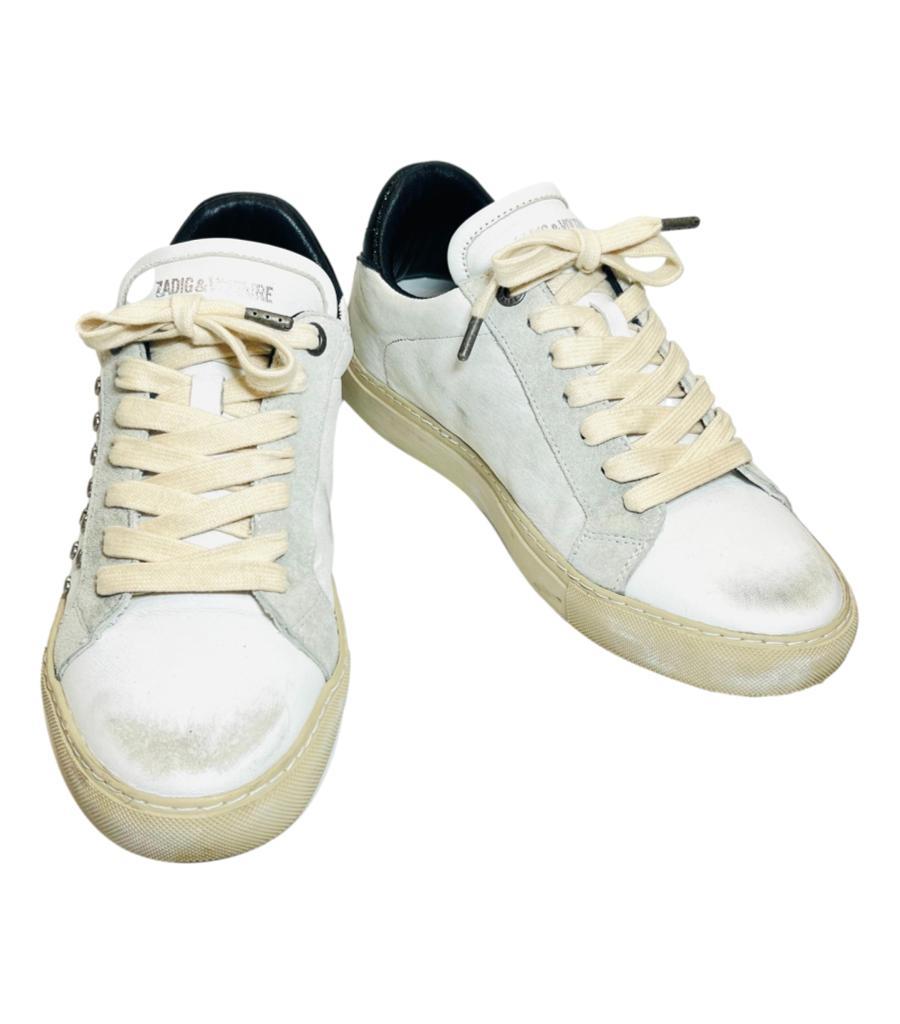 Zadig & Voltaire Heart Studded Leather Sneakers In Excellent Condition In London, GB
