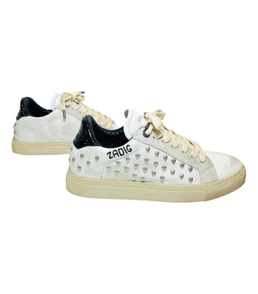 Women's Zadig & Voltaire Heart Studded Leather Sneakers For Sale