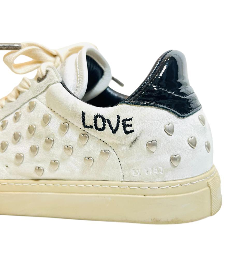 Zadig & Voltaire Heart Studded Leather Sneakers For Sale 3