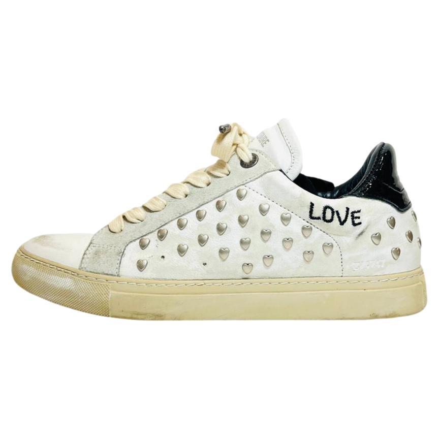 Zadig & Voltaire Heart Studded Leather Sneakers For Sale