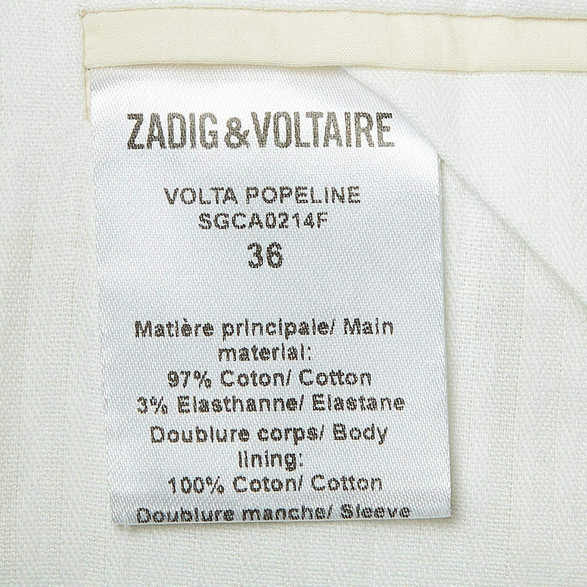 Zadig & Voltaire Ivory White Cotton Blazer S In Excellent Condition In Dubai, Al Qouz 2