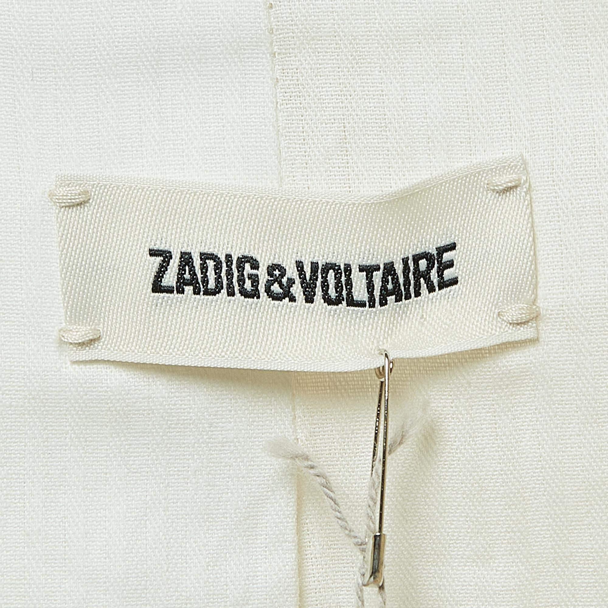 Zadig & Voltaire Ivory White Cotton Blazer S 2
