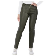 Zadig & Voltaire Khaki Lamb Leather Trousers Size XS