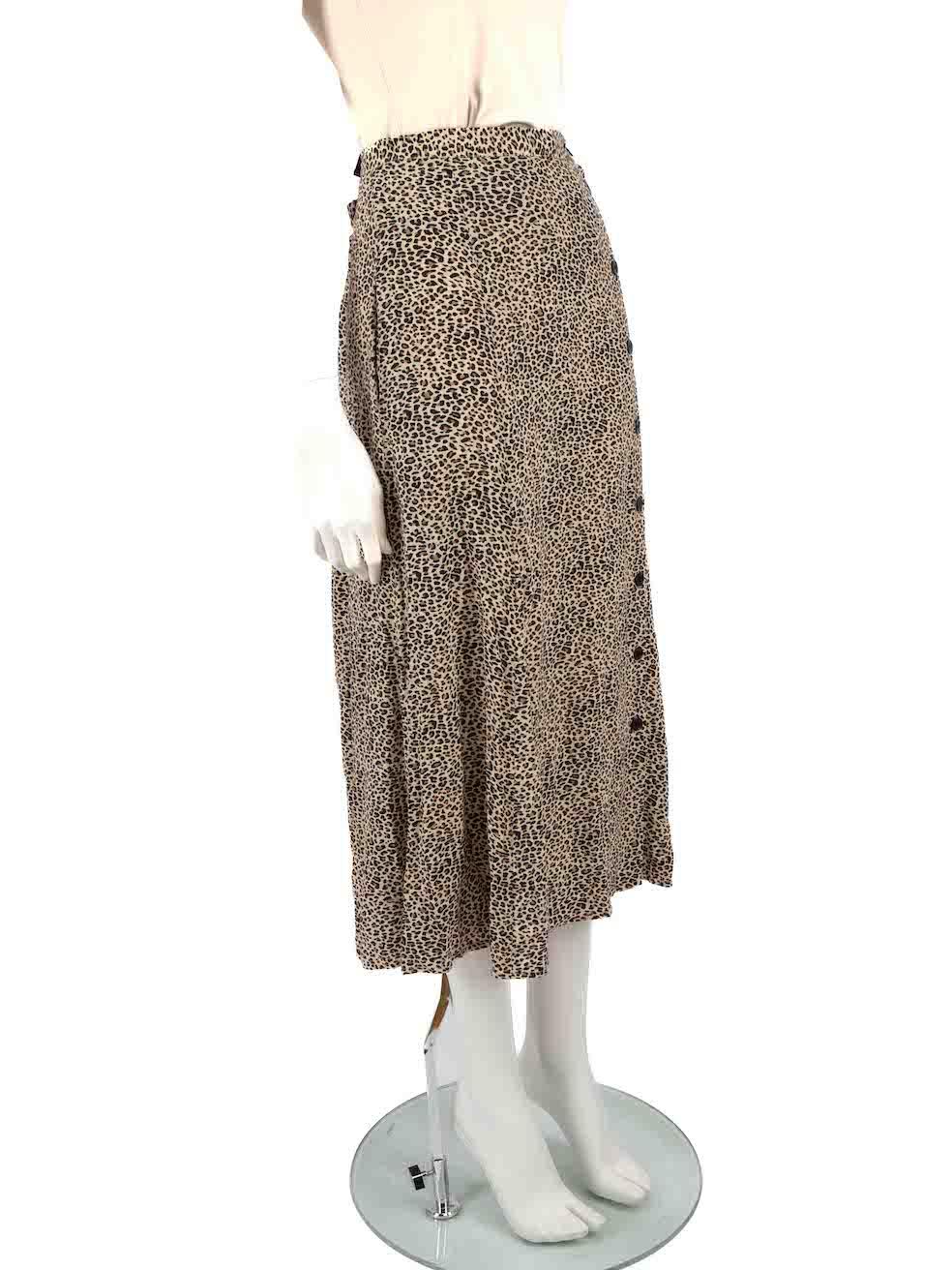 CONDITION is Never worn. No visible wear to skirt is evident on this new Zadig & Voltaire designer resale item. 
 
 Details
 June Print Leo model
 Brown
 Viscose
 Midi skirt
 Leopard print pattern
 Front button up closure
 Elasticated back