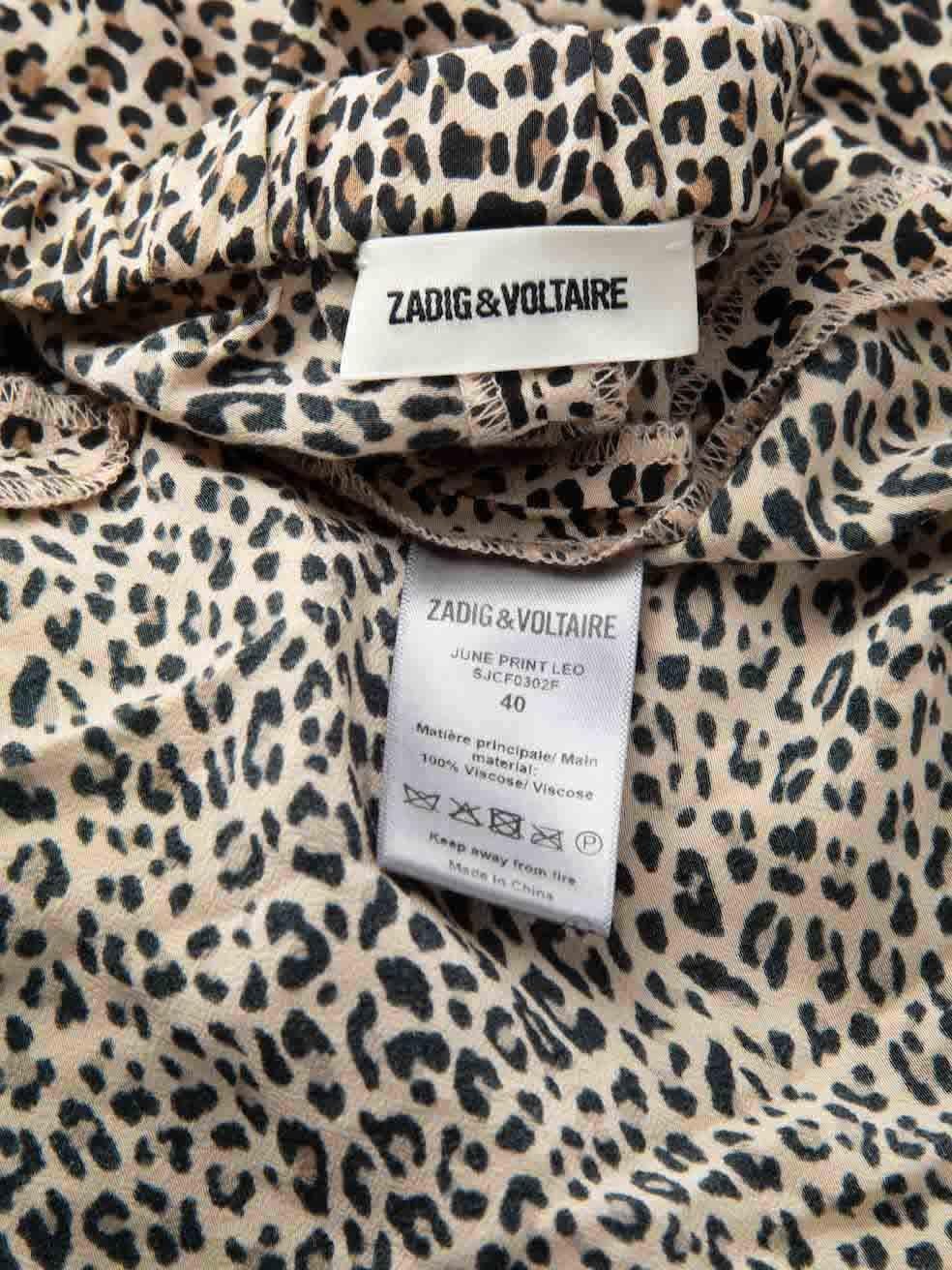 Women's Zadig & Voltaire Leopard Print Midi Buttoned Skirt Size L For Sale