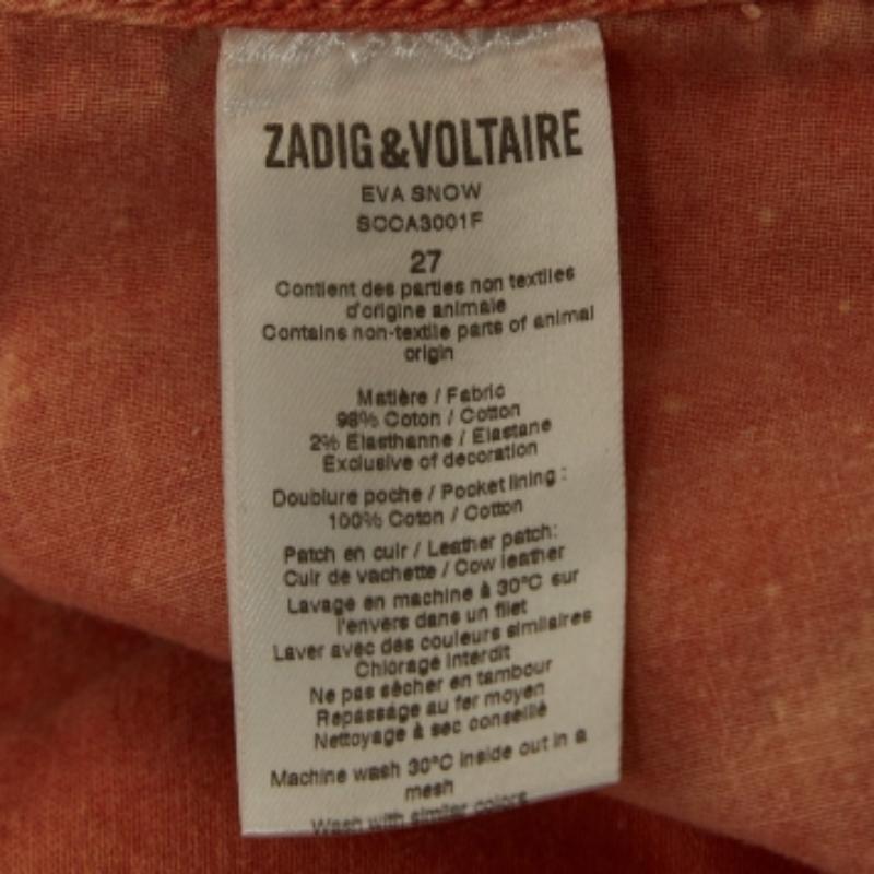 Zadig & Voltaire Vaquero Lavado Naranja Claro Vaqueros Eva Snow M Cintura 27 en Bueno estado para la venta en Dubai, Al Qouz 2