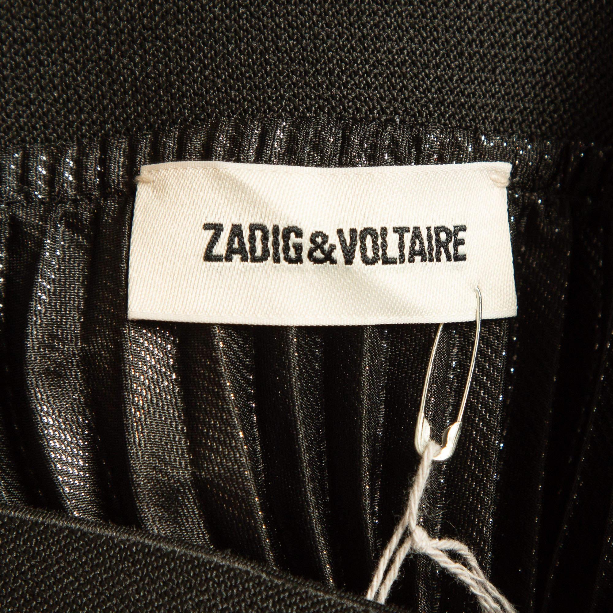 Women's Zadig & Voltaire Metallic Lurex Pleated Midi Skirt S