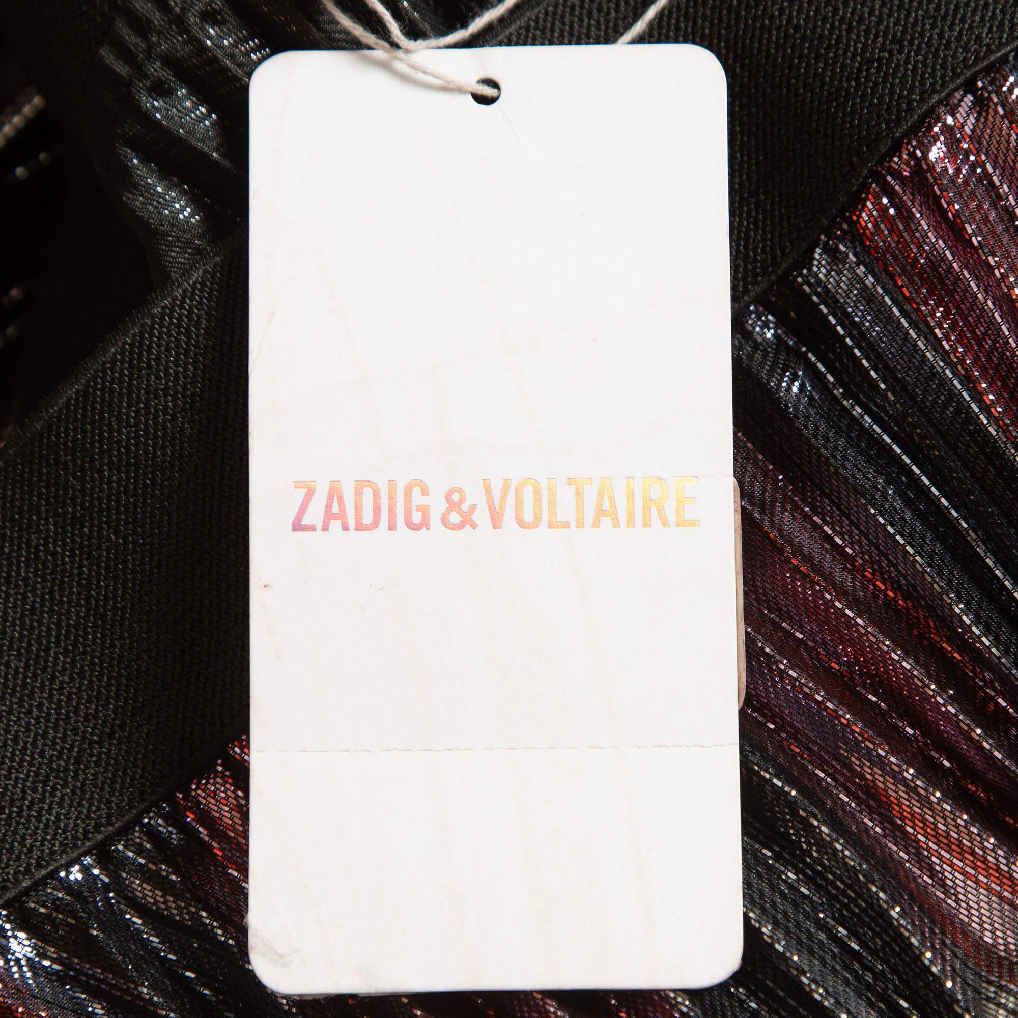 Zadig & Voltaire Metallic Lurex Pleated Midi Skirt S 1