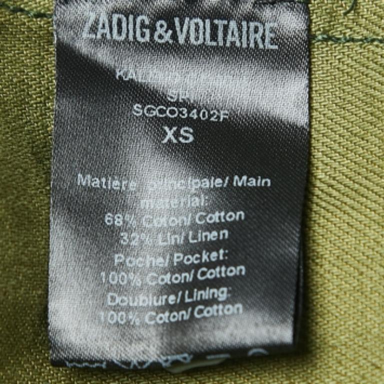 Zadig & Voltaire - Giacca con bottoni in misto cotone verde militare mimetico XS In condizioni buone in vendita a Dubai, Al Qouz 2