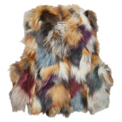 Zadig & Voltaire Multicolor Fur Sleeveless Cropped Jacket S