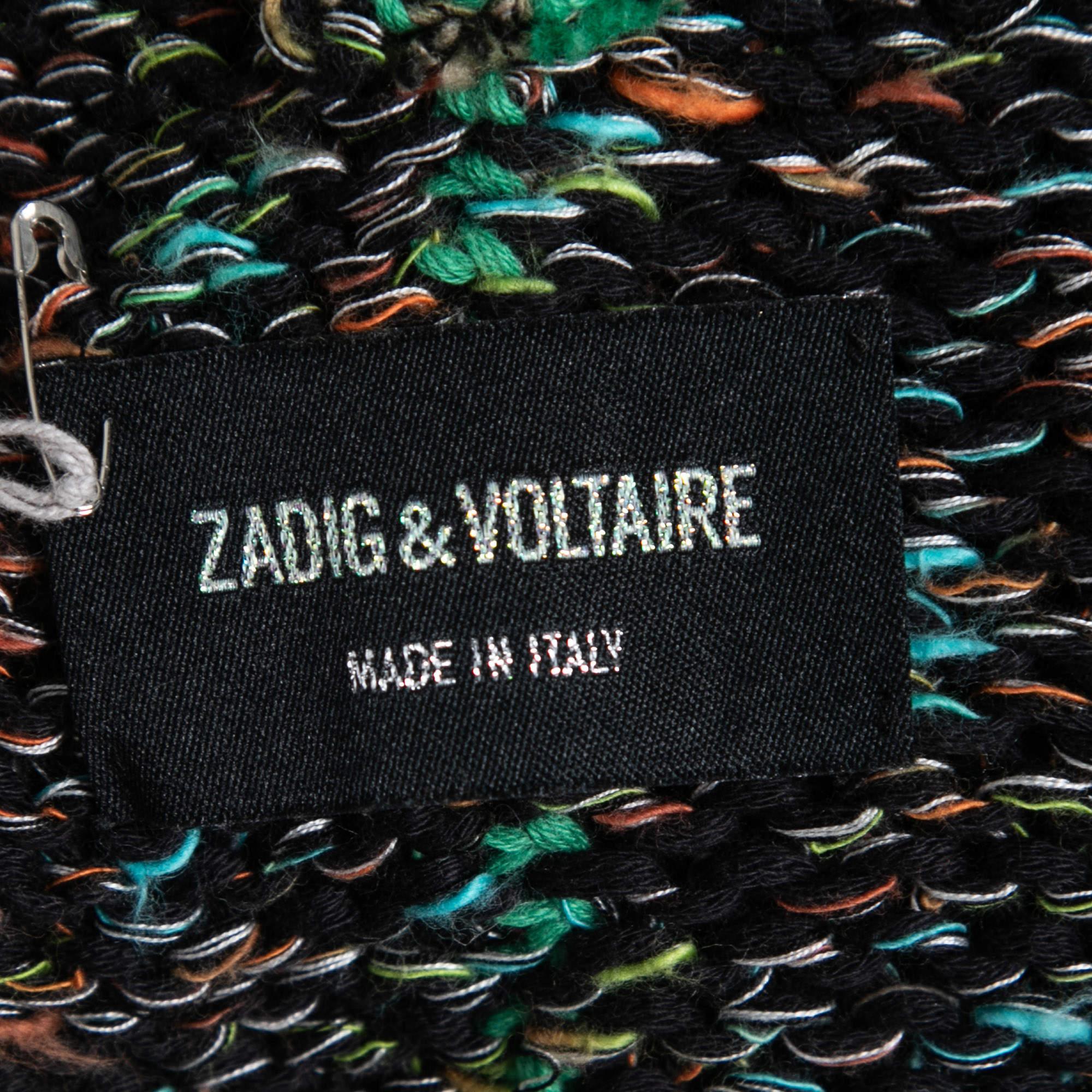 Zadig & Voltaire Multicolor Tweed Open Knitted Cardigan M/L In Excellent Condition In Dubai, Al Qouz 2