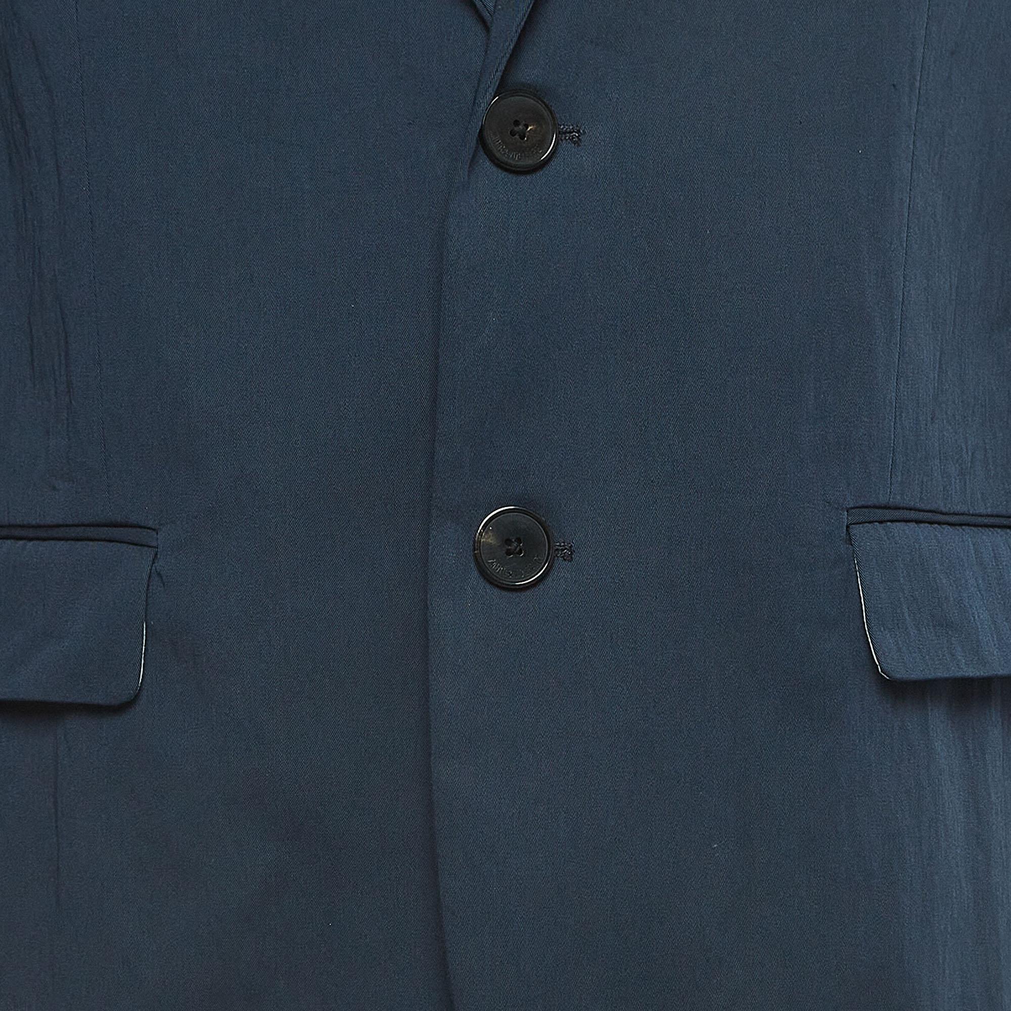 Men's Zadig & Voltaire Navy Blue Cotton-Blend Single-Breasted Jacket L For Sale