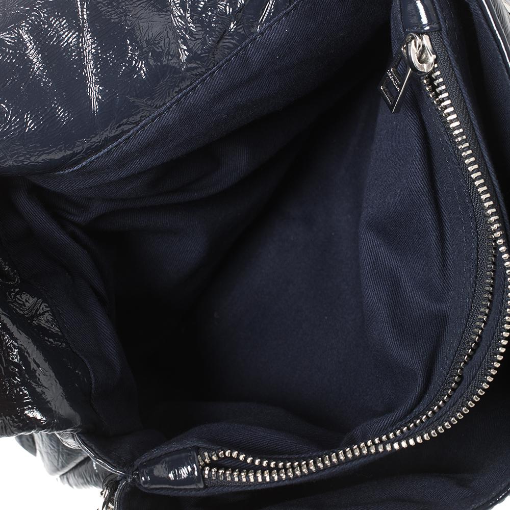 Zadig & Voltaire Navy Blue Crackled Patent Leather Rock Shoulder Bag 3