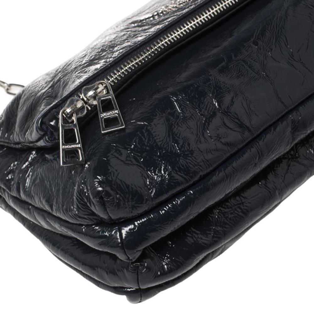 Women's Zadig & Voltaire Navy Blue Crackled Patent Leather Rock Shoulder Bag