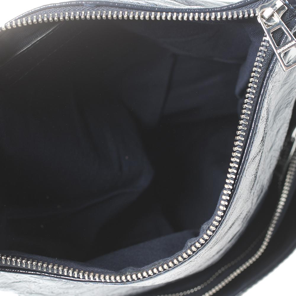Zadig & Voltaire Navy Blue Crackled Patent Leather Rock Shoulder Bag 1