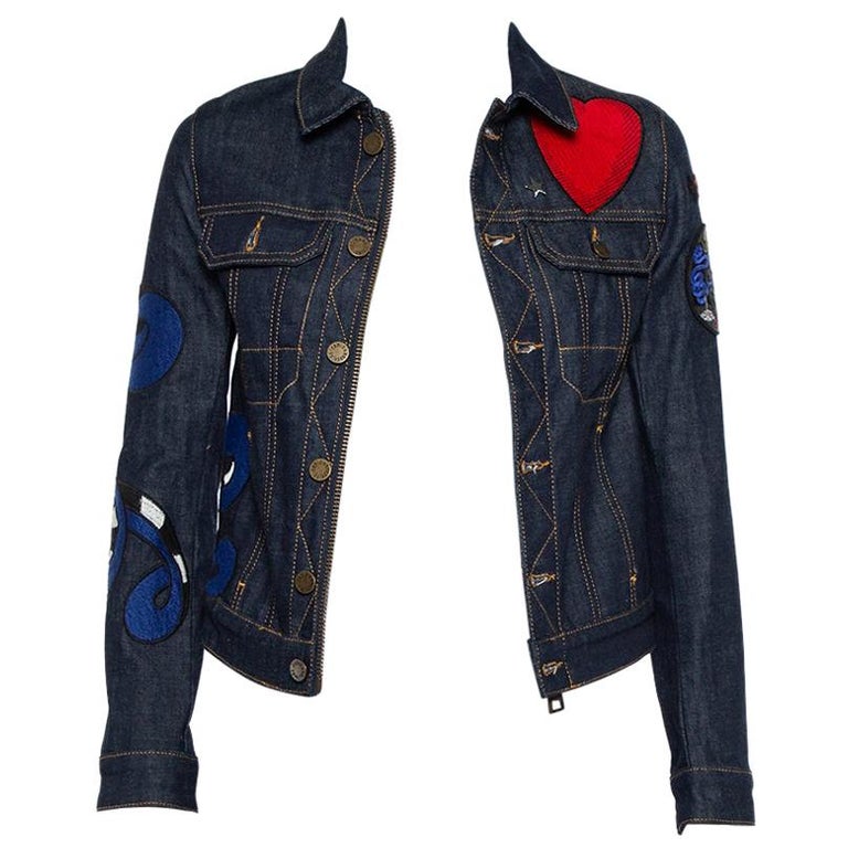 Zadig and Voltaire Navy Blue Denim Applique Detail Kioky Brode Jacket XS at  1stDibs