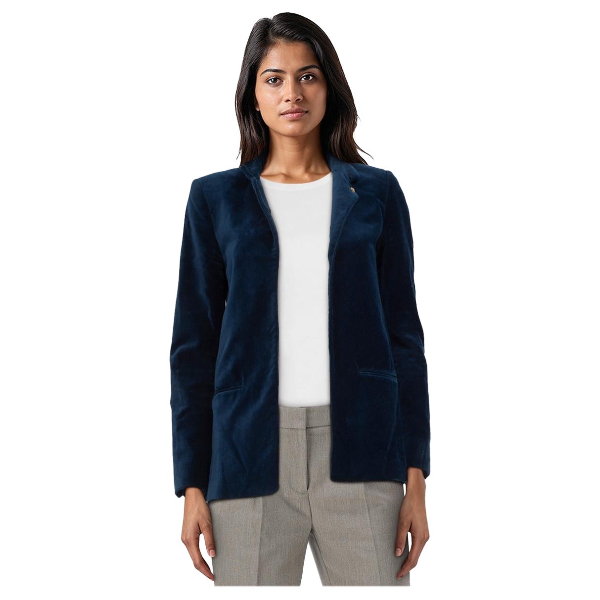 Zadig & Voltaire Navy Velvet Skull Pin Blazer Size S