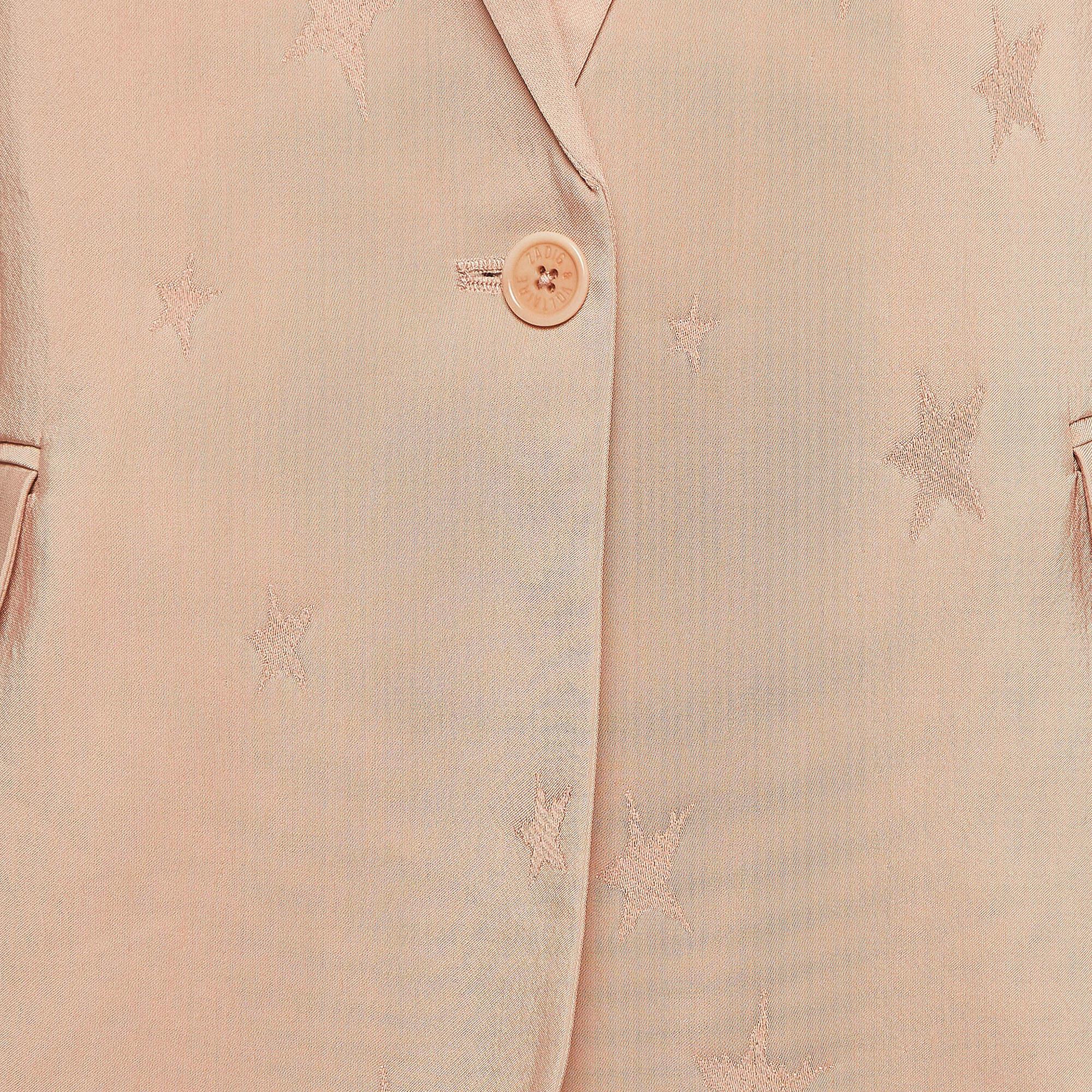 Zadig & Voltaire Pink Star Jacquard Single-Breasted Blazer M In Excellent Condition In Dubai, Al Qouz 2