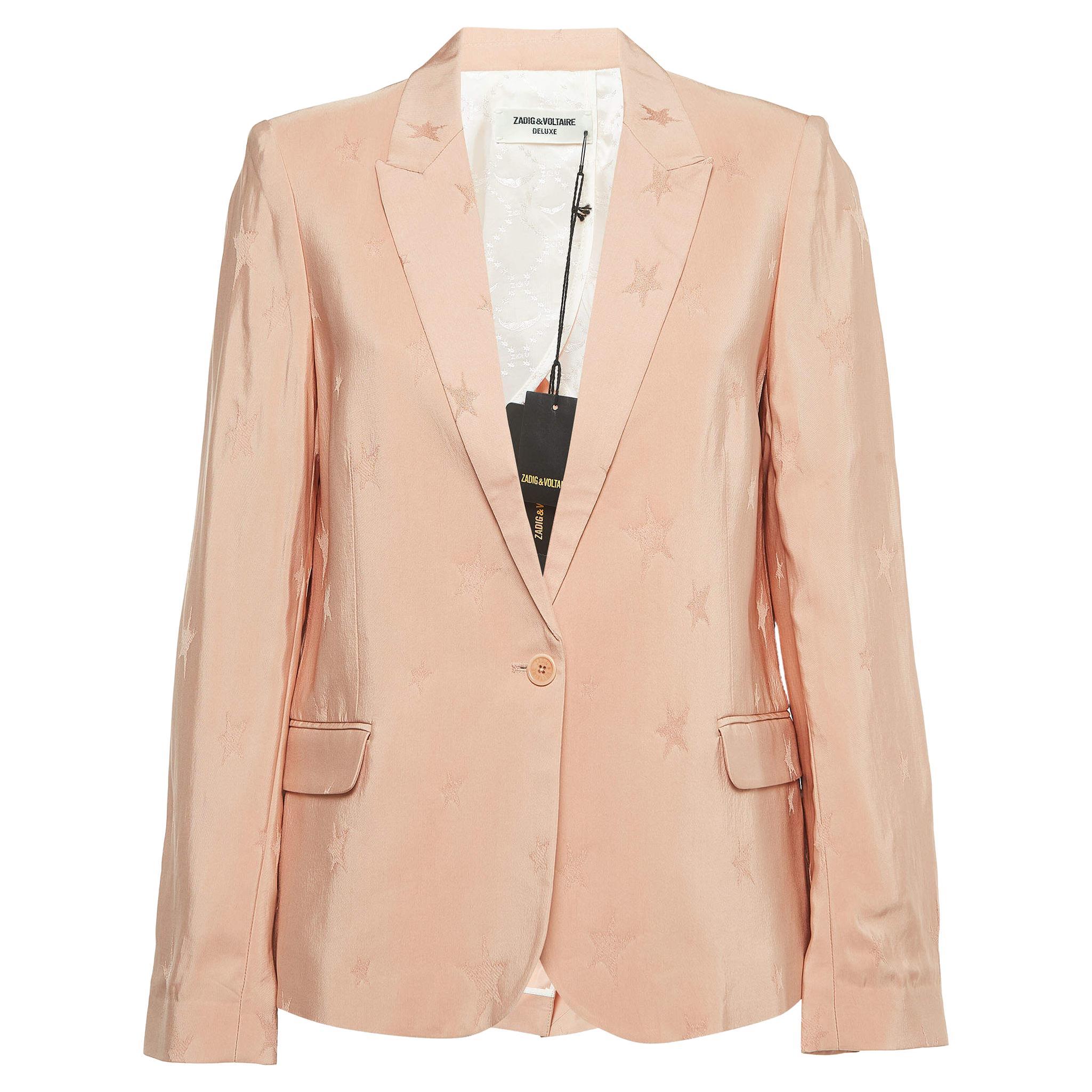 Zadig & Voltaire Pink Star Jacquard Single-Breasted Blazer M