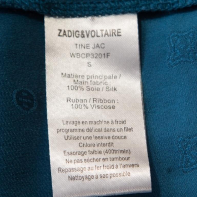 Bleu Zadig & Voltaire - Chemisier en jacquard de soie à motifs bleu Prusse Tine Jacouse S en vente