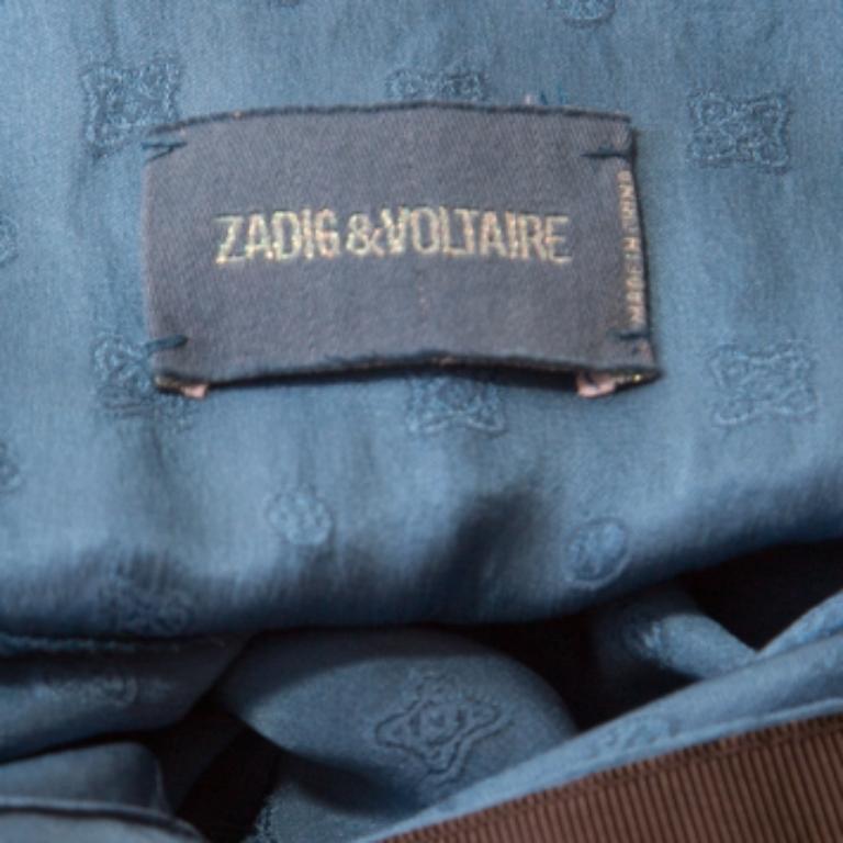 Zadig & Voltaire - Chemisier en jacquard de soie à motifs bleu Prusse Tine Jacouse S Excellent état - En vente à Dubai, Al Qouz 2