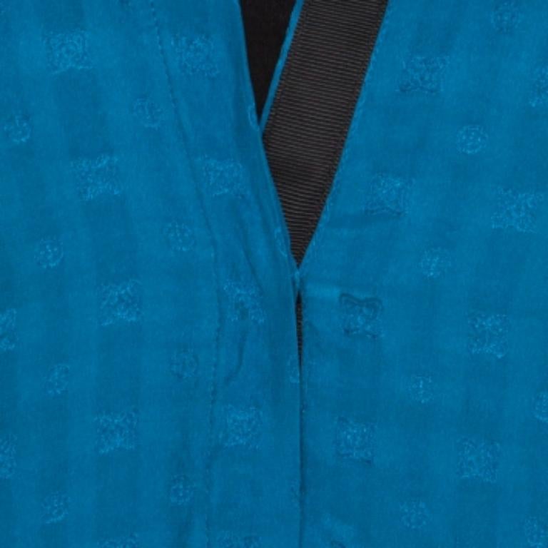 Zadig & Voltaire - Chemisier en jacquard de soie à motifs bleu Prusse Tine Jacouse S en vente 1