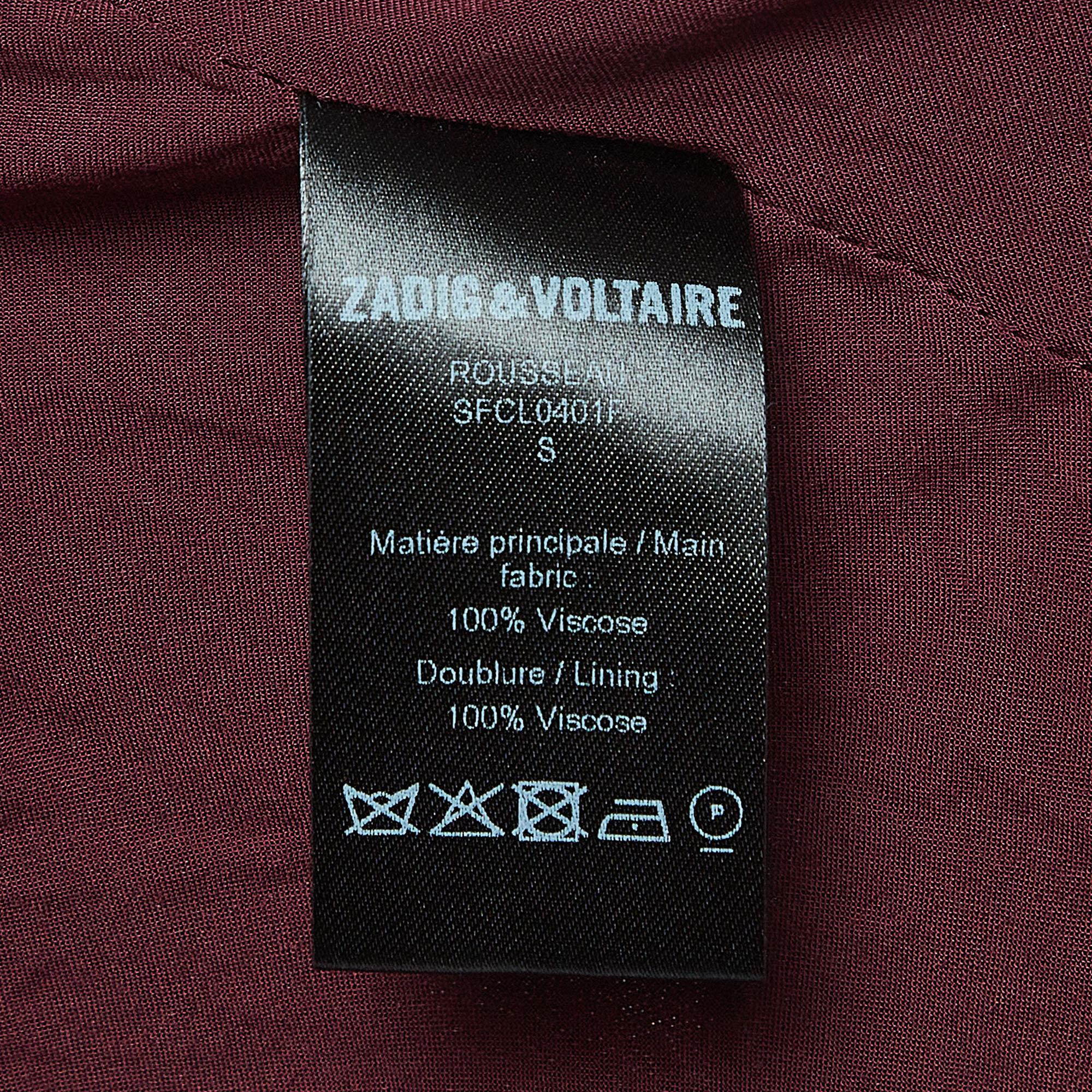 Women's Zadig & Voltaire Purple Viscose Ruffled Mini Dress S For Sale