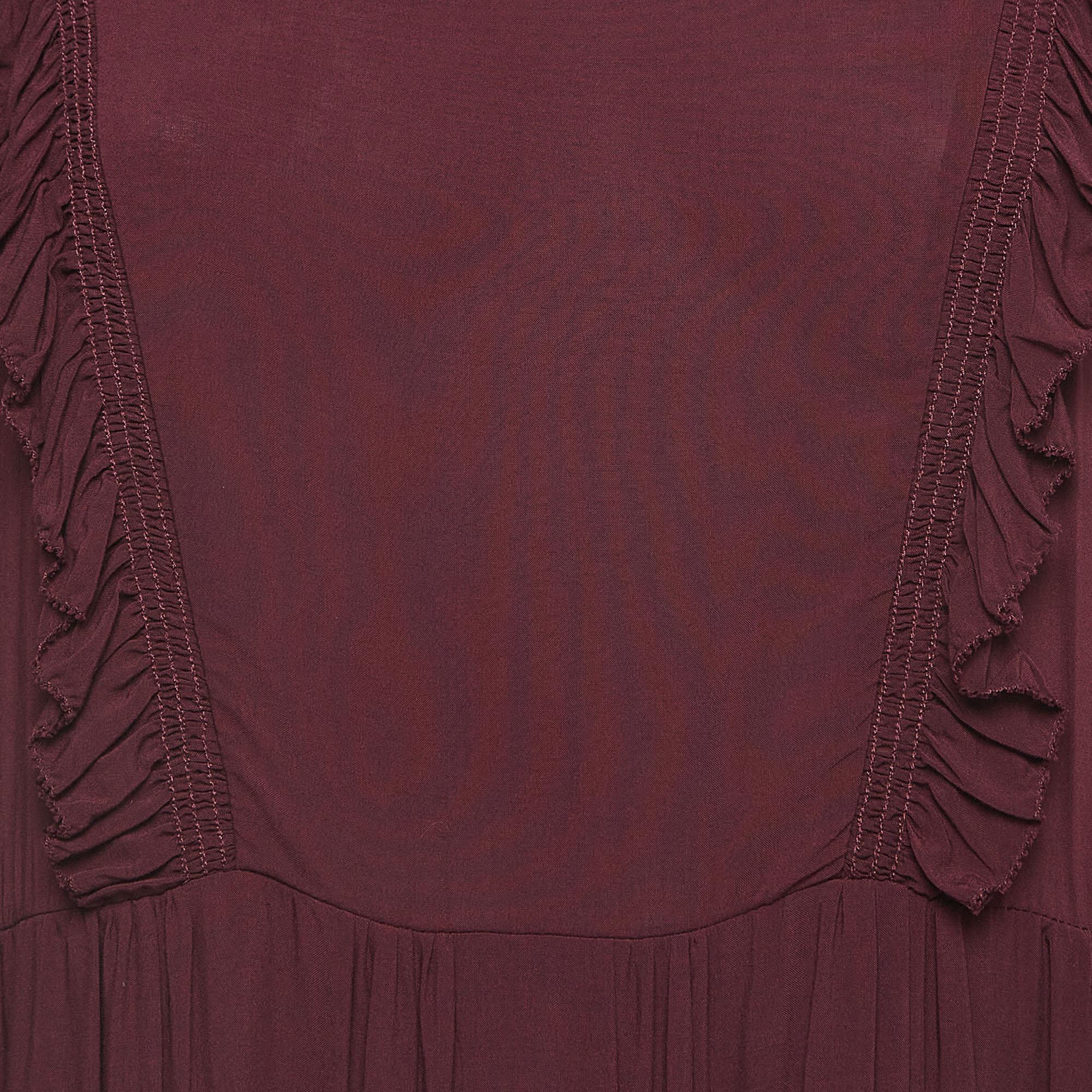 Zadig & Voltaire Purple Viscose Ruffled Mini Dress S For Sale 1