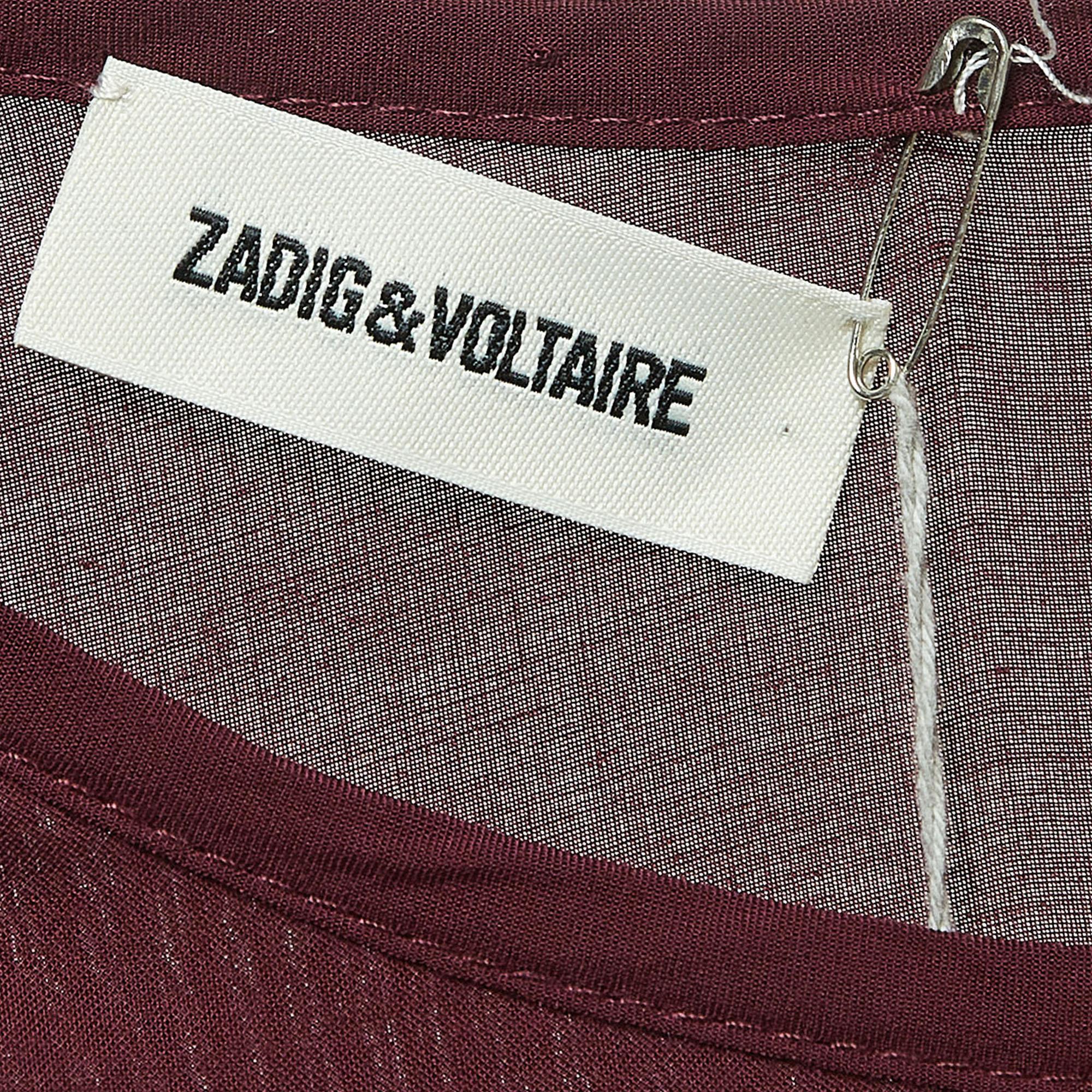 Zadig & Voltaire Purple Viscose Ruffled Mini Dress S For Sale 2