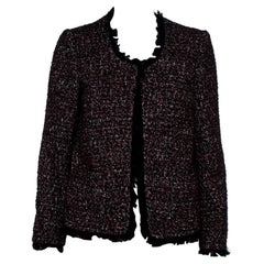 Zadig & Voltaire Red & Black Tweed Fringed Volia Jacket S