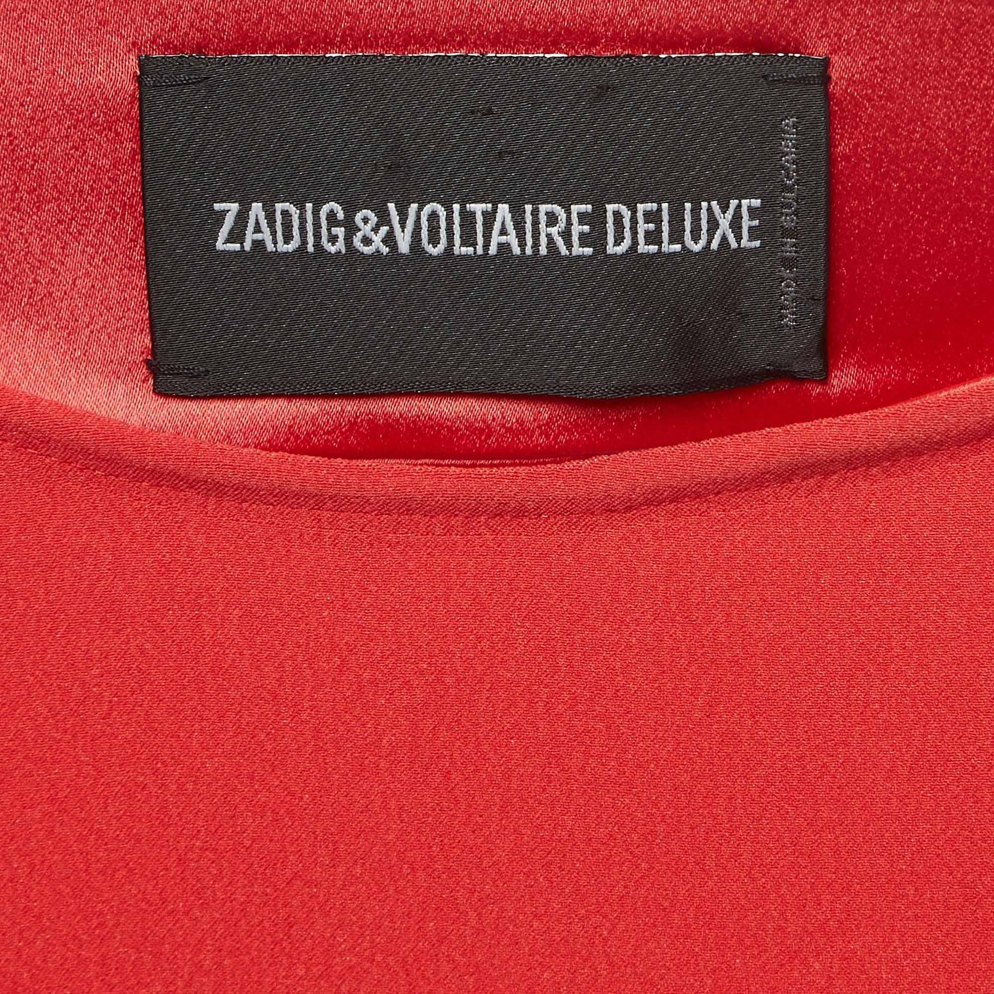 Zadig & Voltaire Red Crepe Cut-Out Detail Sleeveless Mini Raff Dress XS For Sale 1