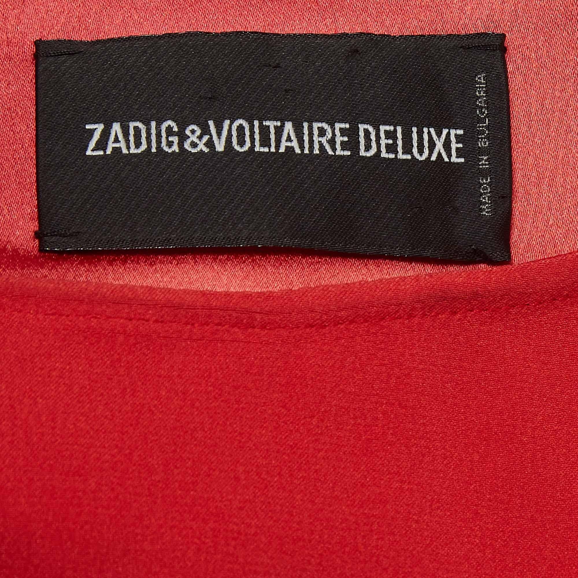 Zadig & Voltaire Red Crepe Cut-Out Detail Sleeveless Mini Raff Dress XS For Sale 2