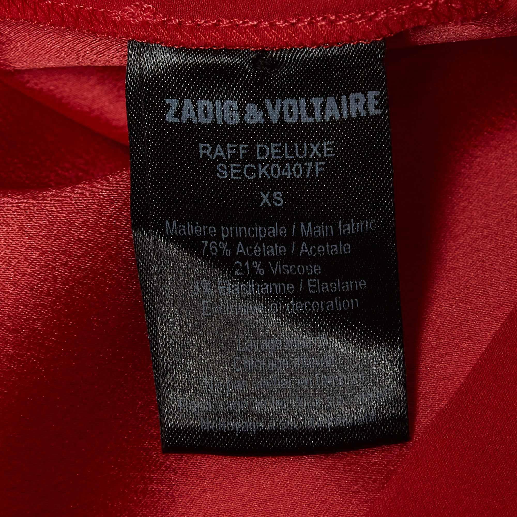 Zadig & Voltaire Red Crepe Cut-Out Detail Sleeveless Mini Raff Dress XS For Sale 3