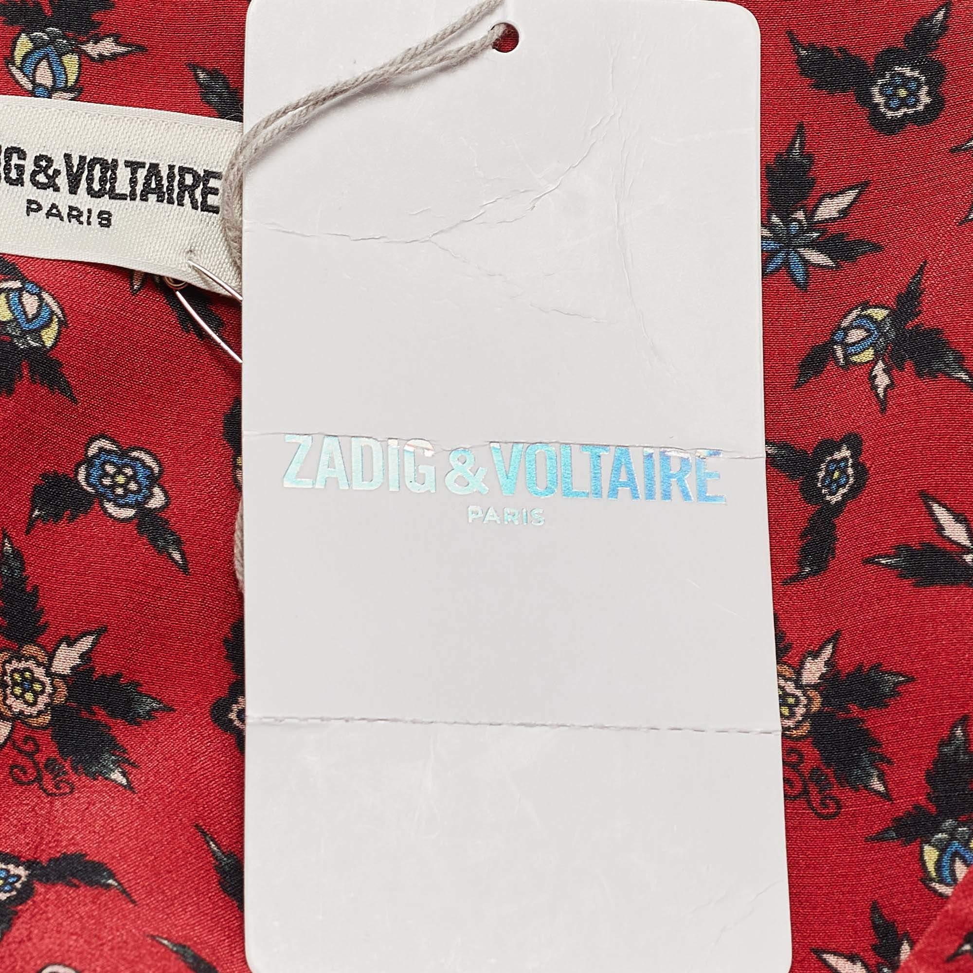 Zadig & Voltaire Rotes Liberty-Minikleid aus Krepp mit Blumendruck und Remus-Remus-Minikleid L im Angebot 1