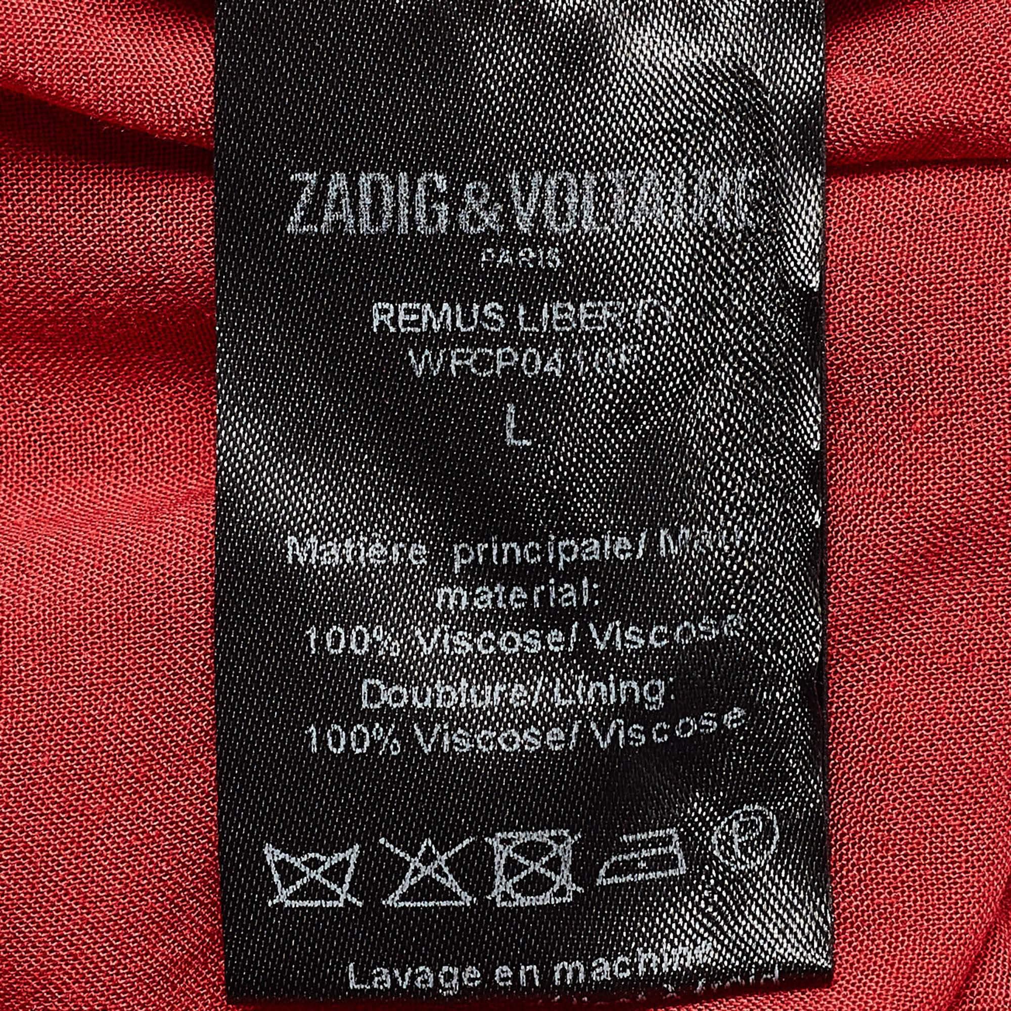 Zadig & Voltaire Rotes Liberty-Minikleid aus Krepp mit Blumendruck und Remus-Remus-Minikleid L im Angebot 2