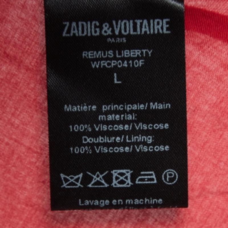 Zadig & Voltaire Mini Dress L in crepe con stampa floreale e collo a cravatta In condizioni buone in vendita a Dubai, Al Qouz 2