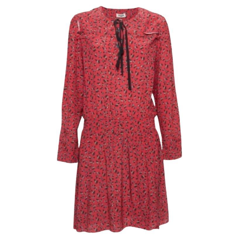Zadig & Voltaire Mini Dress L in crepe con stampa floreale e collo a cravatta in vendita
