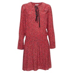 Zadig & Voltaire Mini Dress L in crepe con stampa floreale e collo a cravatta
