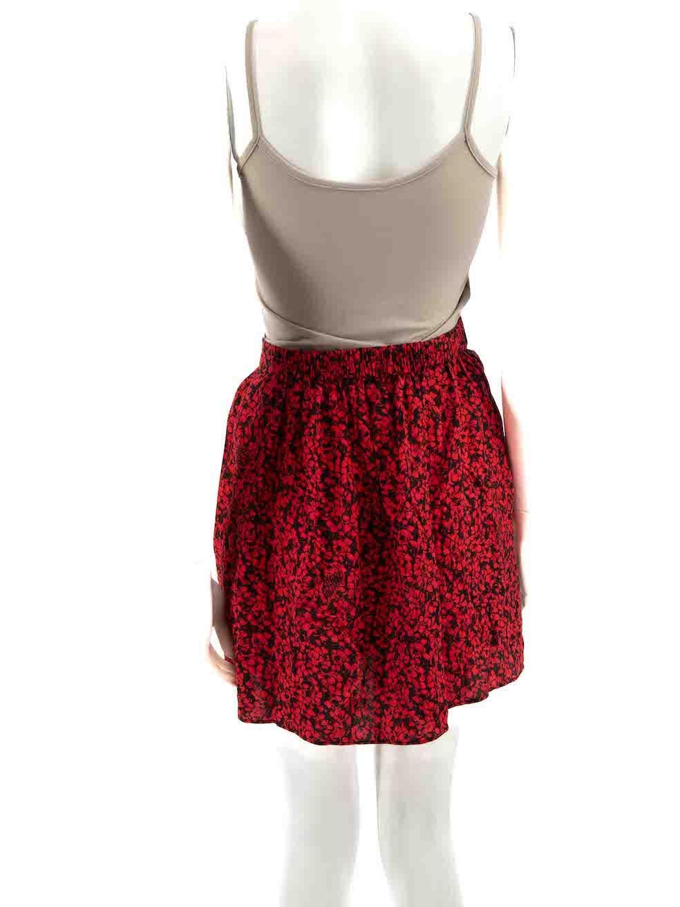 Zadig & Voltaire Red Floral Printed Mini Skirt Size S In Good Condition For Sale In London, GB