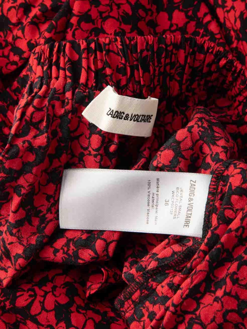 Women's Zadig & Voltaire Red Floral Printed Mini Skirt Size S For Sale