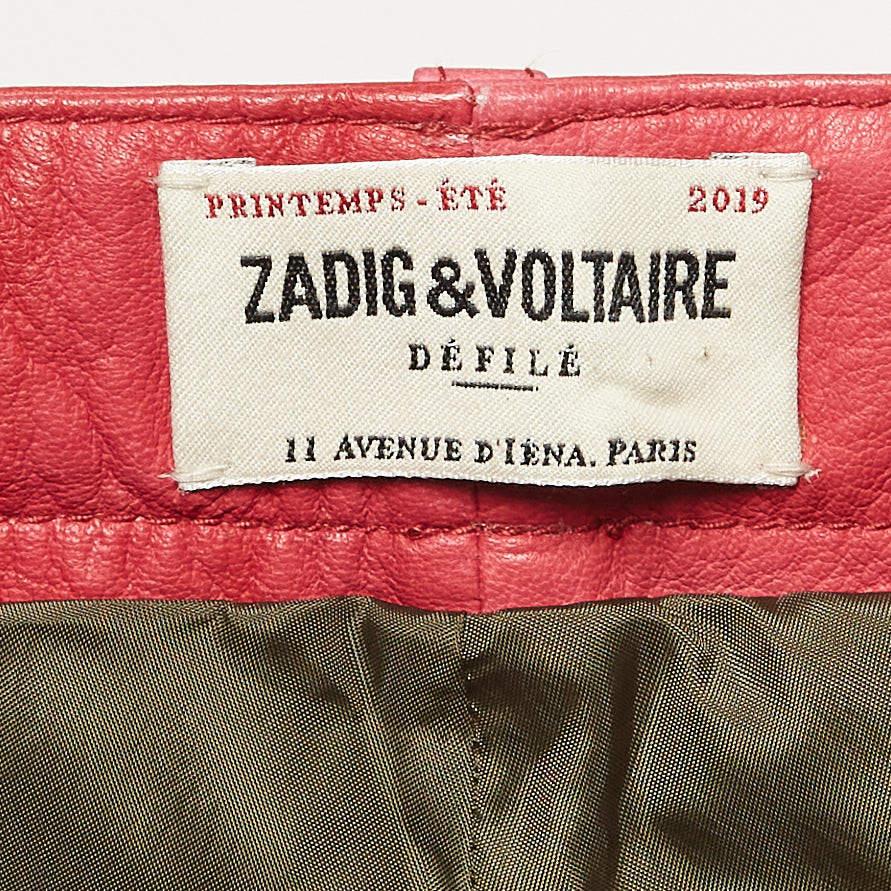 Zadig & Voltaire Short à patchs en cuir rouge Saya M Neuf - En vente à Dubai, Al Qouz 2