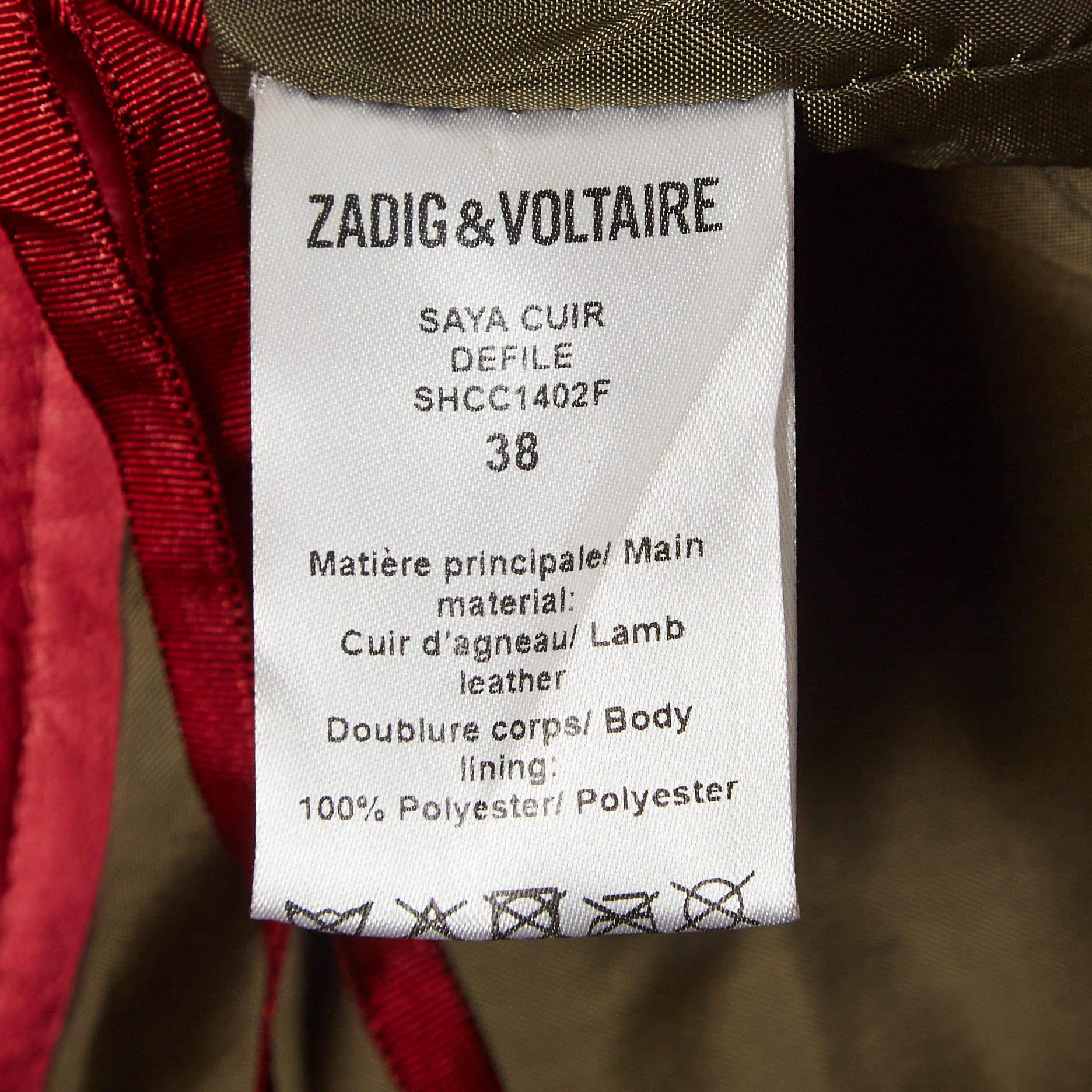 Zadig & Voltaire Short à patchs en cuir rouge Saya M en vente 1