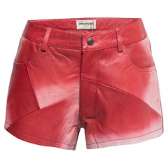 Zadig & Voltaire Red Ombre Leather Micro Shorts M